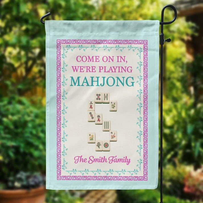 Personalized Welcome To The Mah House Garden Flag Custom Family Name Mahjong Yard Sign Decor