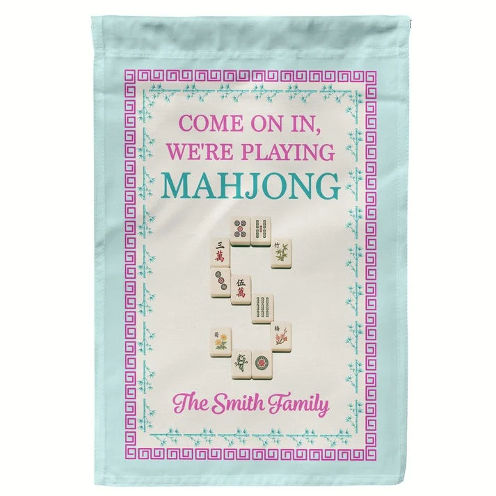 Personalized Welcome To The Mah House Garden Flag Custom Family Name Mahjong Yard Sign Decor
