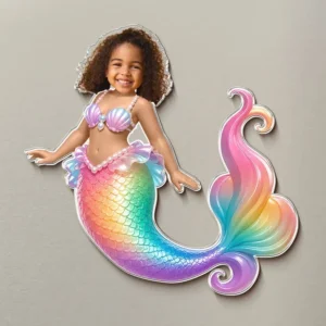 Custom Kids Face Photo Magnet Personalized Fantasy Character Unicorn Princess Mermaid Fridge Magnet