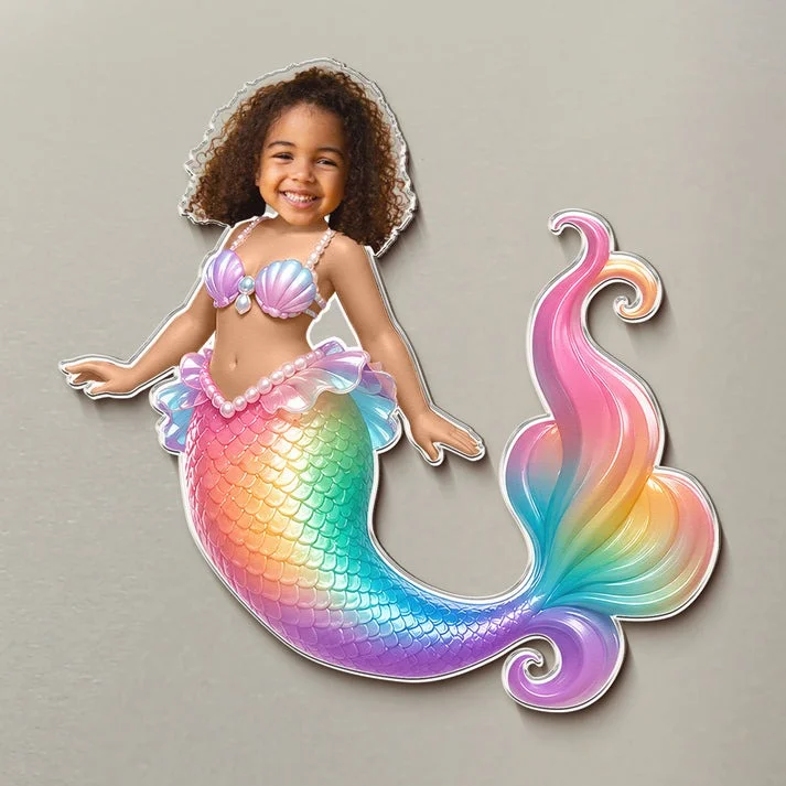 Custom Kids Face Photo Magnet Personalized Fantasy Character Unicorn Princess Mermaid Fridge Magnet
