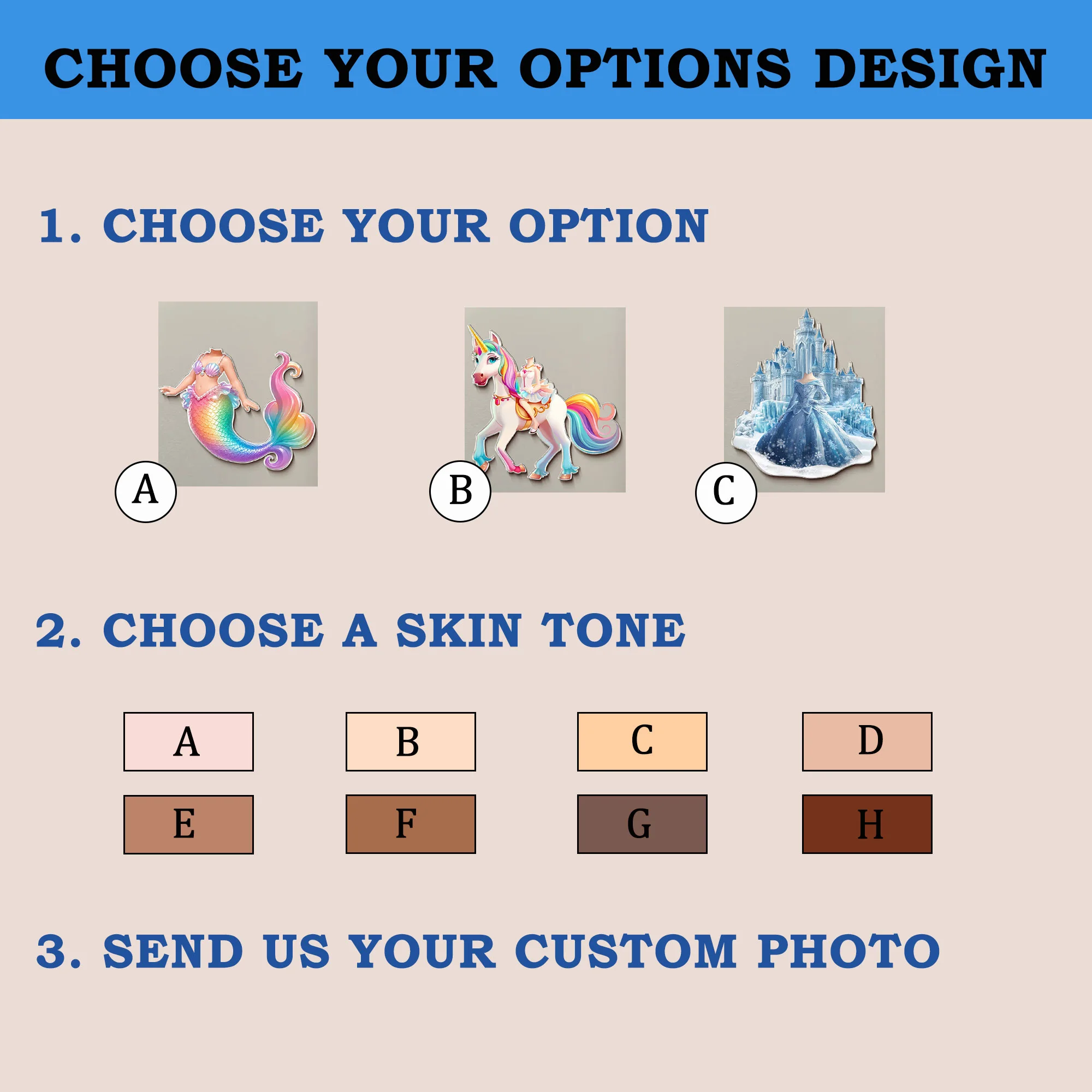 Custom Kids Face Photo Magnet Personalized Fantasy Character Unicorn Princess Mermaid Fridge Magnet
