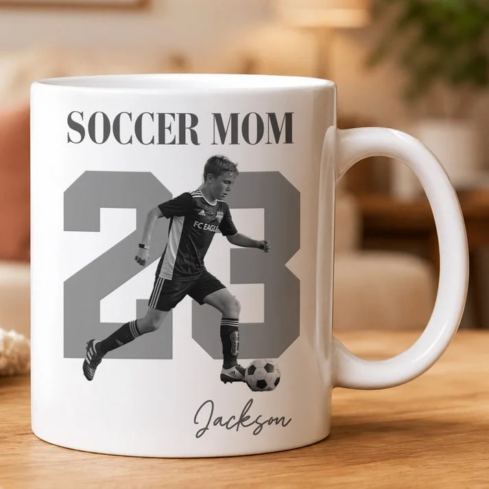 Personalized Soccer Mom Mug Custom Player Photo Name And Number Gift For Youth Sports Sidelines