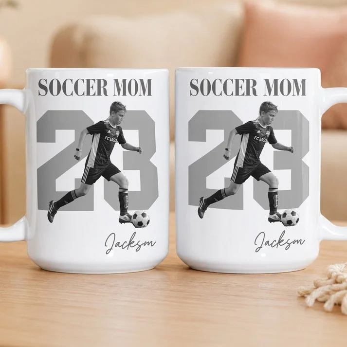 Personalized Soccer Mom Mug Custom Player Photo Name And Number Gift For Youth Sports Sidelines