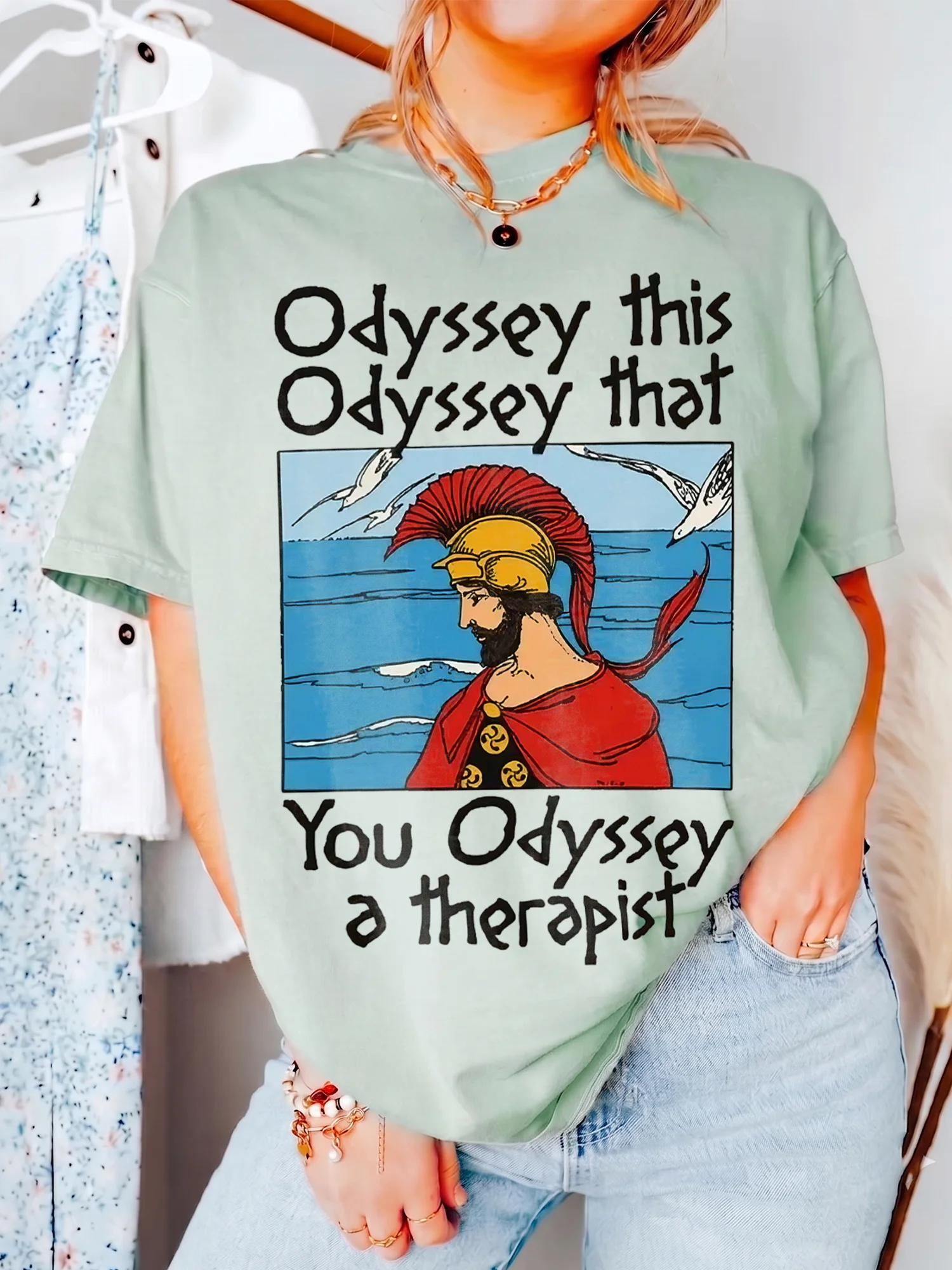 Odyssey This Odyssey That You Odyssey A Therapist Graphic Tee Funny Greek Mythology Pun T-Shirt