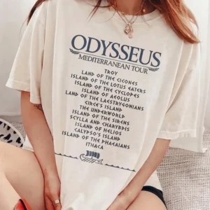 Odysseus Mediterranean Tour Graphic Tee Greek Mythology Shirt Homer The Odyssey Book Lover Apparel Literature Teacher Gift