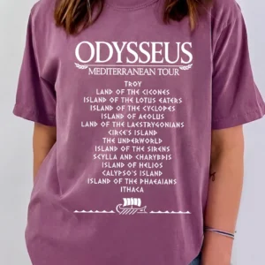 Odysseus Mediterranean Tour Graphic Tee Greek Mythology Shirt Homer The Odyssey Book Lover Apparel Literature Teacher Gift