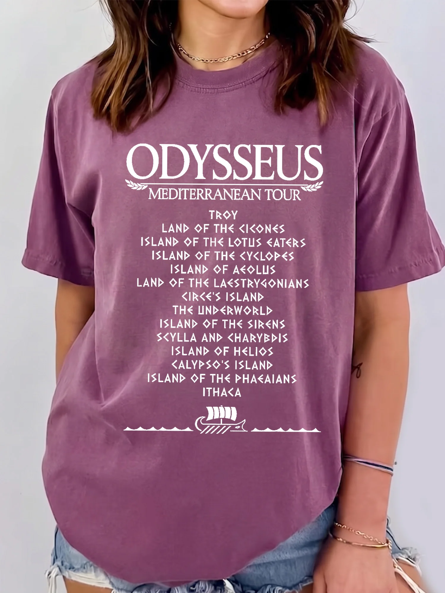 Odysseus Mediterranean Tour Graphic Tee Greek Mythology Shirt Homer The Odyssey Book Lover Apparel Literature Teacher Gift