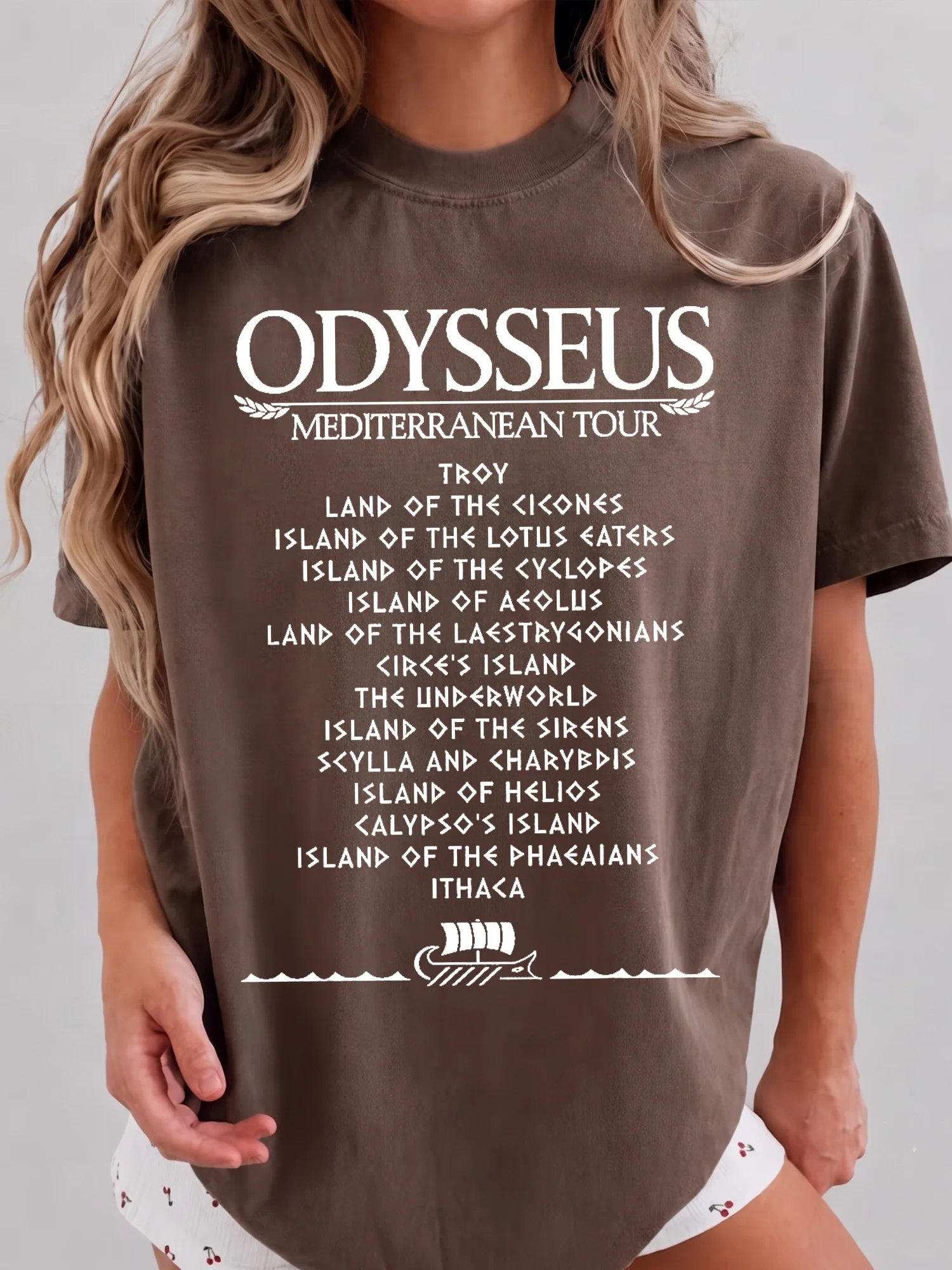 Odysseus Mediterranean Tour Graphic Tee Greek Mythology Shirt Homer The Odyssey Book Lover Apparel Literature Teacher Gift