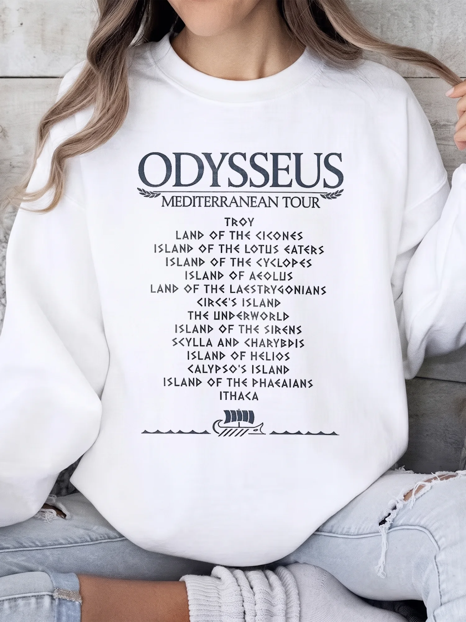 Odysseus Mediterranean Tour Graphic Tee Greek Mythology Shirt Homer The Odyssey Book Lover Apparel Literature Teacher Gift