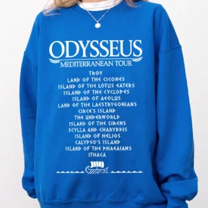 Odysseus Mediterranean Tour Graphic Tee Greek Mythology Shirt Homer The Odyssey Book Lover Apparel Literature Teacher Gift