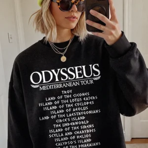 Odysseus Mediterranean Tour Graphic Tee Greek Mythology Shirt Homer The Odyssey Book Lover Apparel Literature Teacher Gift