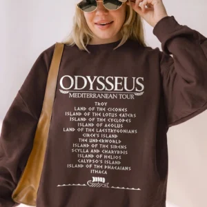 Odysseus Mediterranean Tour Graphic Tee Greek Mythology Shirt Homer The Odyssey Book Lover Apparel Literature Teacher Gift