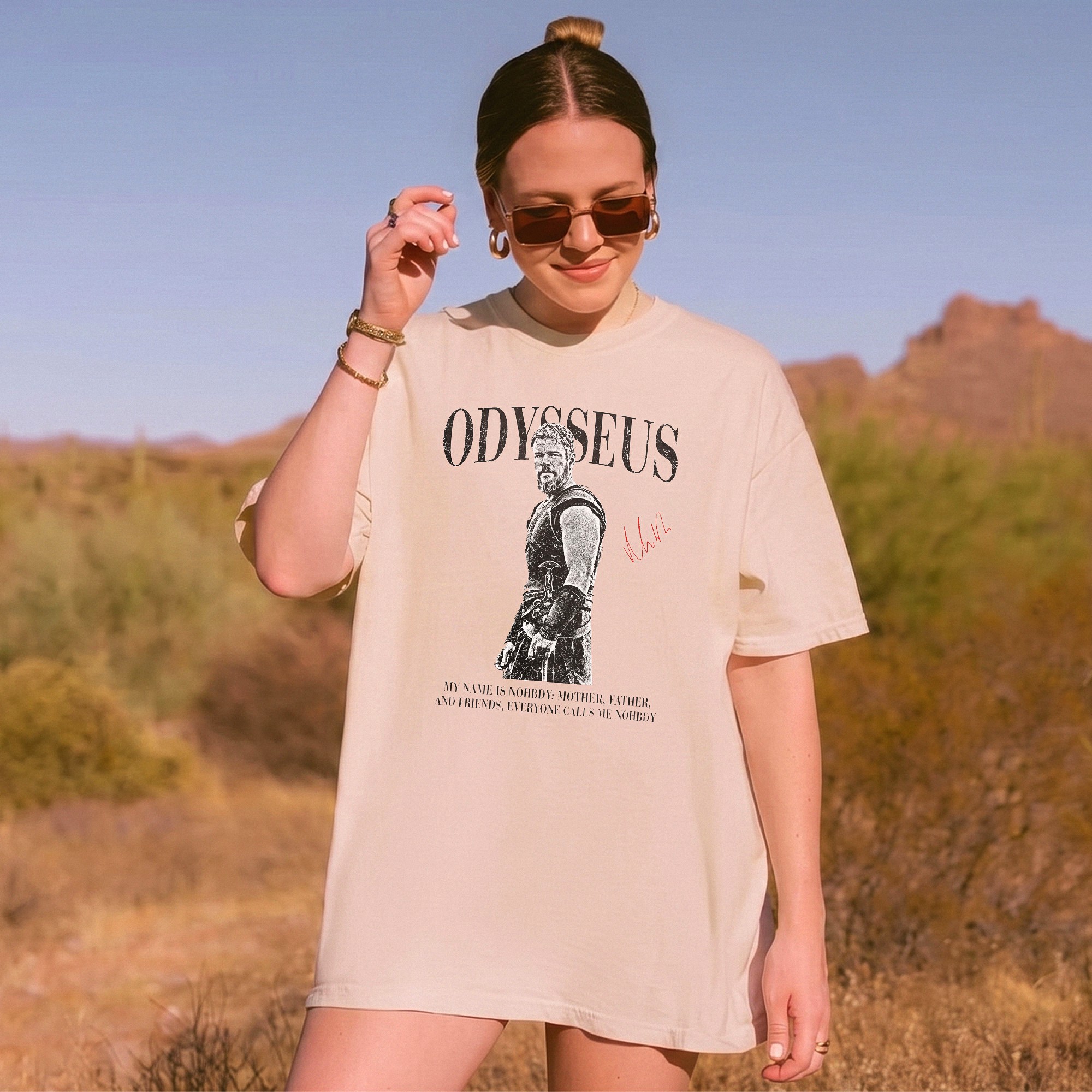 Odysseus My Name Is Nobody Greek Mythology Graphic Tee Vintage Homer Literature T-Shirt For Classics Students