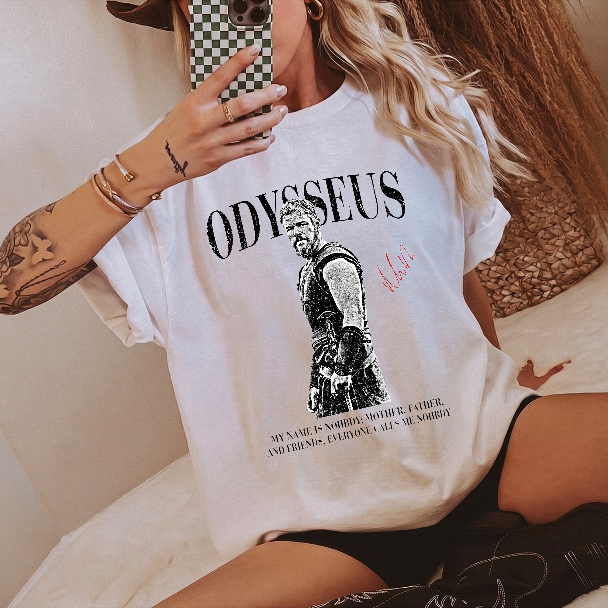 Odysseus My Name Is Nobody Greek Mythology Graphic Tee Vintage Homer Literature T-Shirt For Classics Students