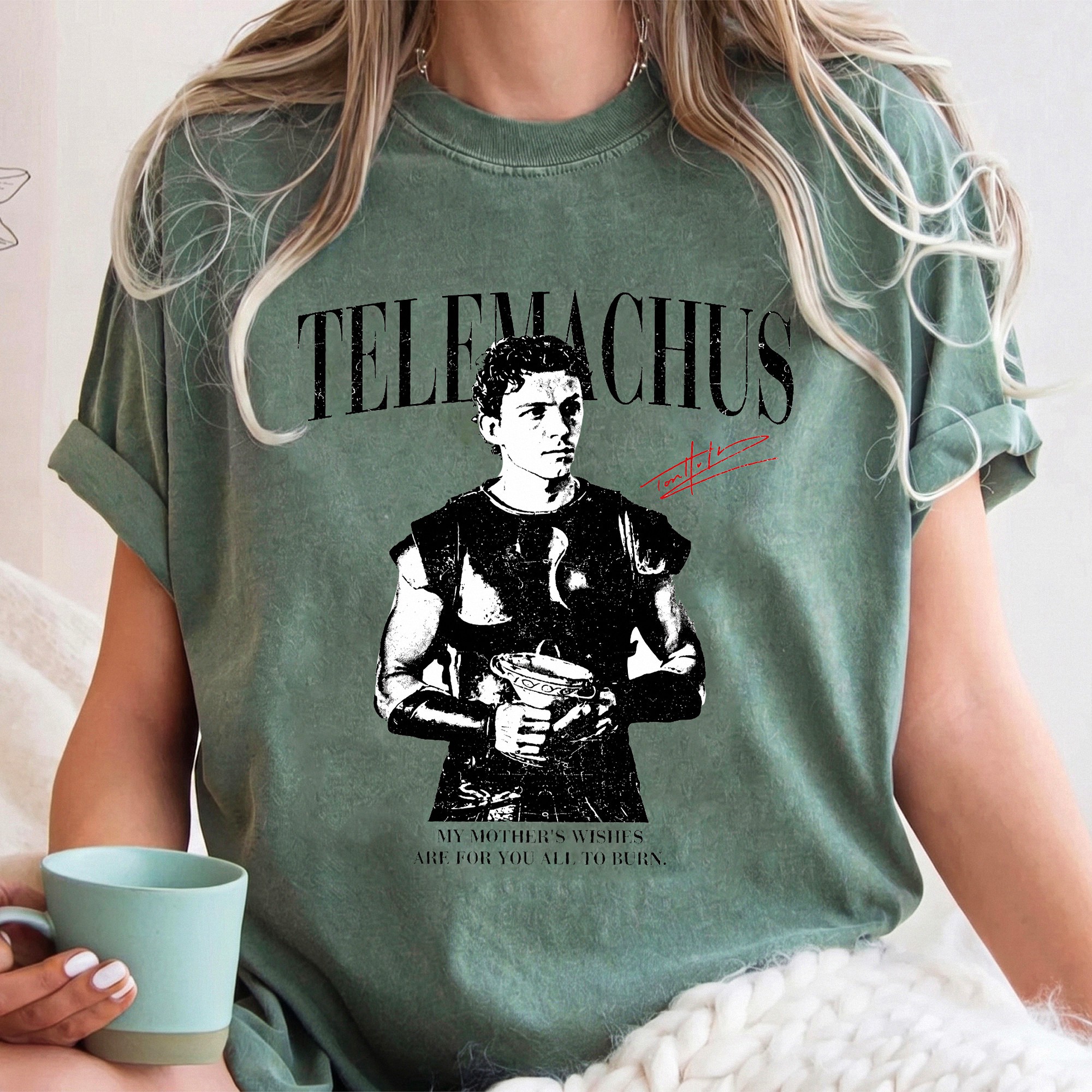 Telemachus My Mothers Wishes Are For You All To Burn Tee Vintage Greek Mythology Graphic Shirt Dark Academia Clothing