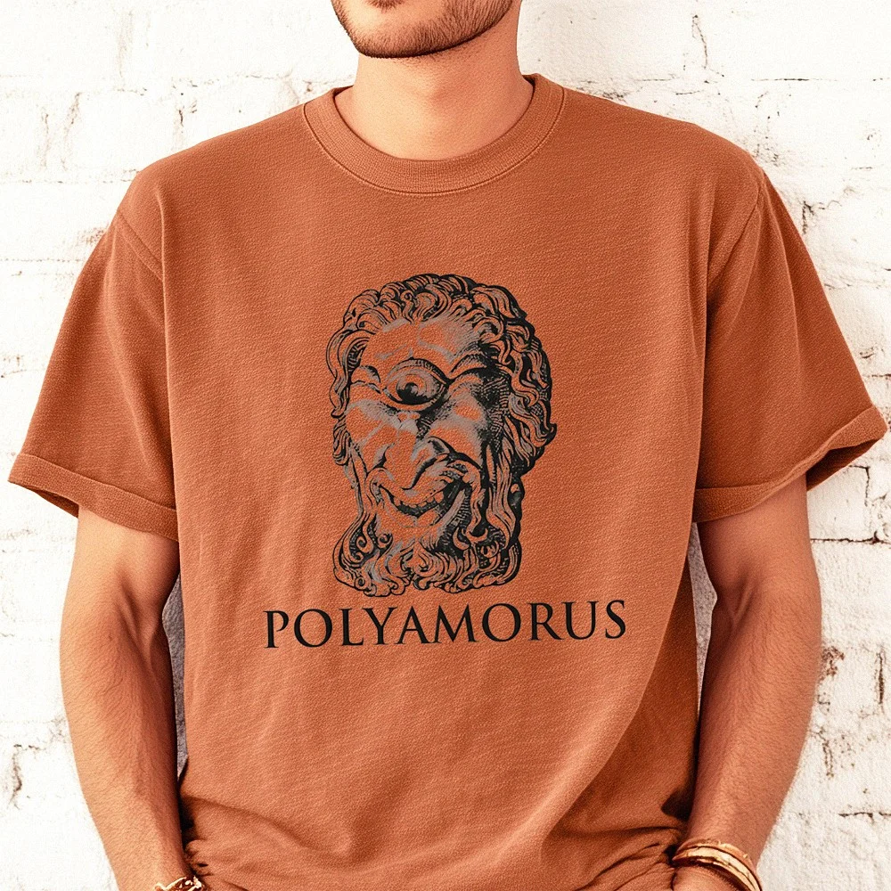 Polyamorus Cyclops Graphic Tee Vintage Mythology Humor T-Shirt For Open Relationships