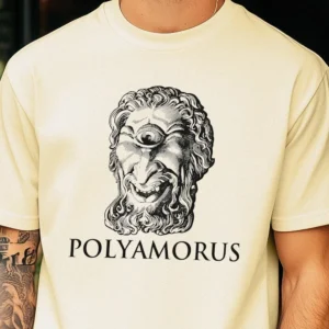 Polyamorus Cyclops Graphic Tee Vintage Mythology Humor T-Shirt For Open Relationships