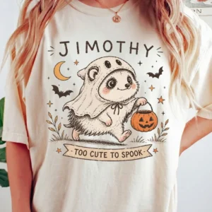 Personalized Too Cute To Spook Halloween Tee Custom Name Cute Ghost Animal Graphic T-Shirt