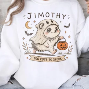 Personalized Too Cute To Spook Halloween Tee Custom Name Cute Ghost Animal Graphic T-Shirt