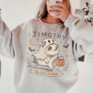 Personalized Too Cute To Spook Halloween Tee Custom Name Cute Ghost Animal Graphic T-Shirt