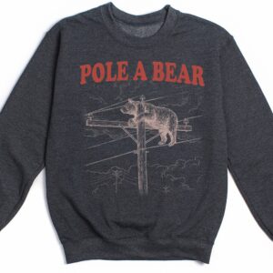 Pole A Bear Funny Vintage Graphic Tee Retro Lineman Utility Bear Pun T-Shirt