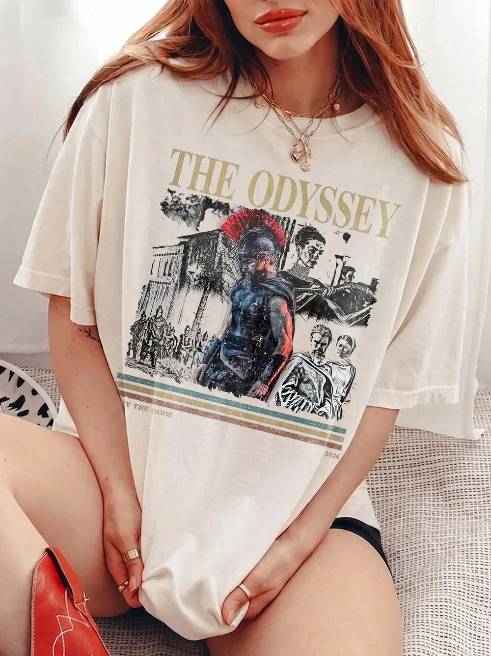 The Odyssey 2026 By The Gods Vintage Graphic Tee Greek Mythology Literature Fandom Shirt