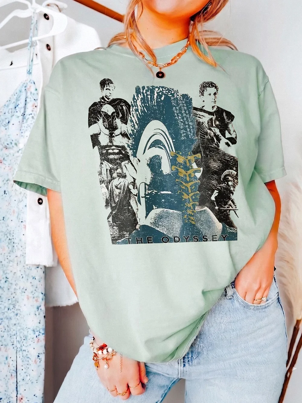 The Odyssey Greek Mythology Graphic Tee Vintage Collage Literature Shirt For Book Lovers