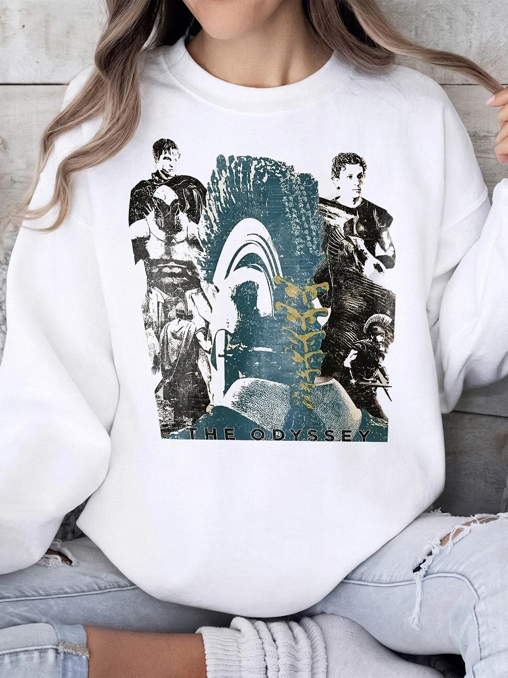 The Odyssey Greek Mythology Graphic Tee Vintage Collage Literature Shirt For Book Lovers