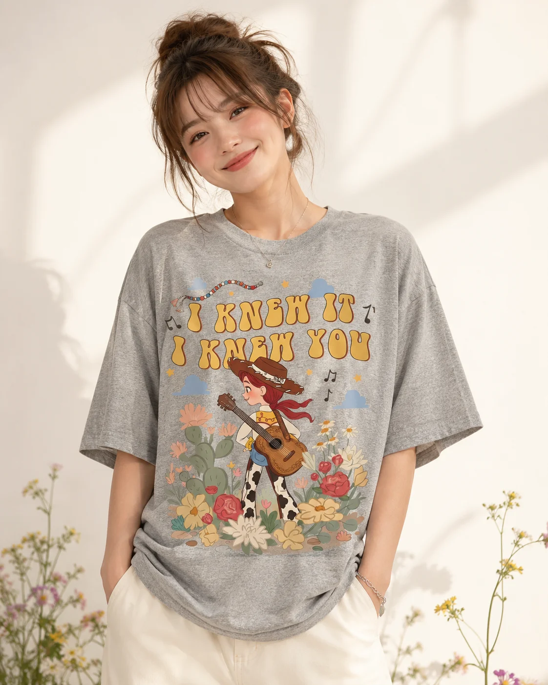 woobulk_1785416158062_0_b9f6d4.webp I Knew It I Knew You Jessie Cowgirl Graphic Tee Cute Floral Western Country Music Shirt