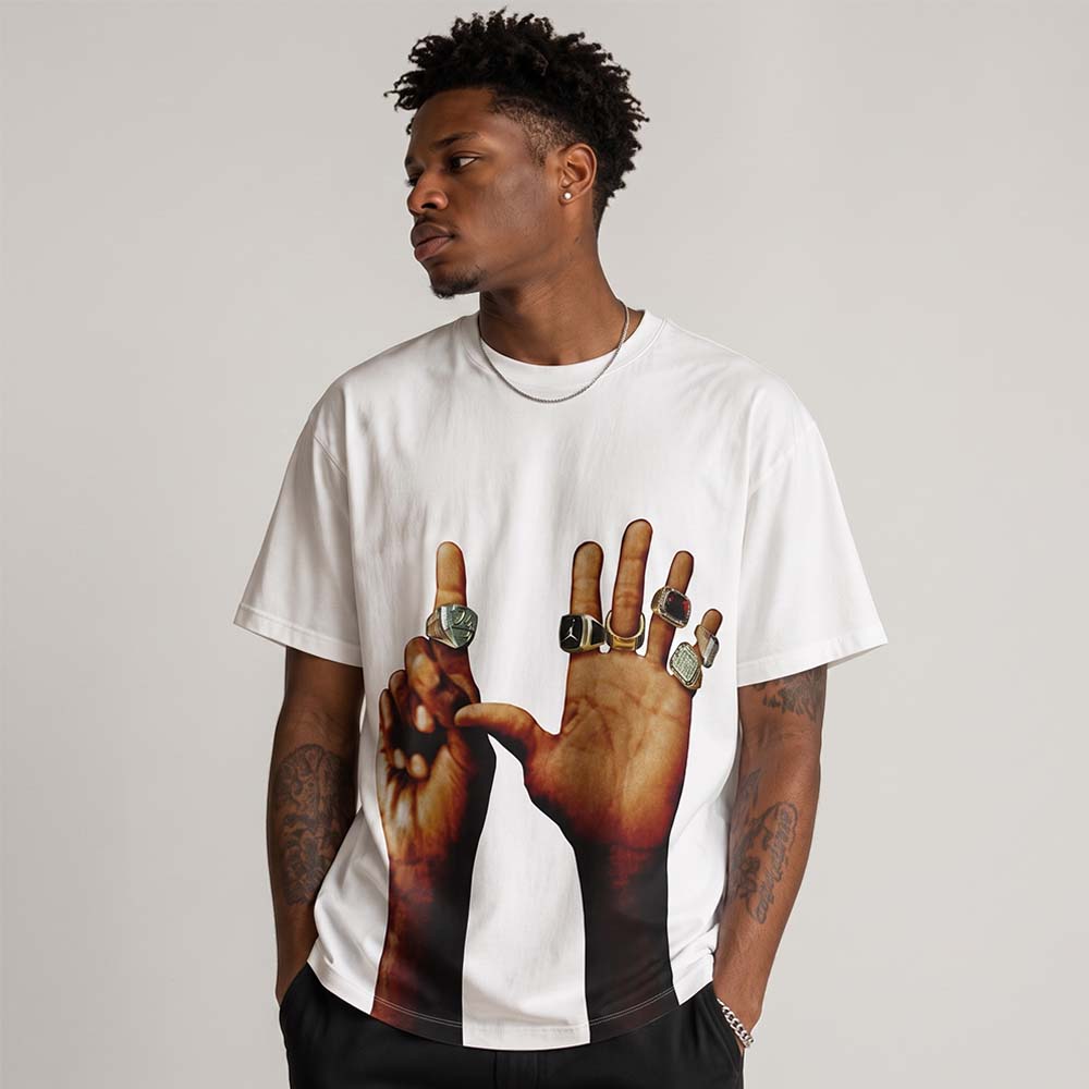 Michael Jordan Six Rings Graphic Tee Vintage Basketball Legend T-Shirt
