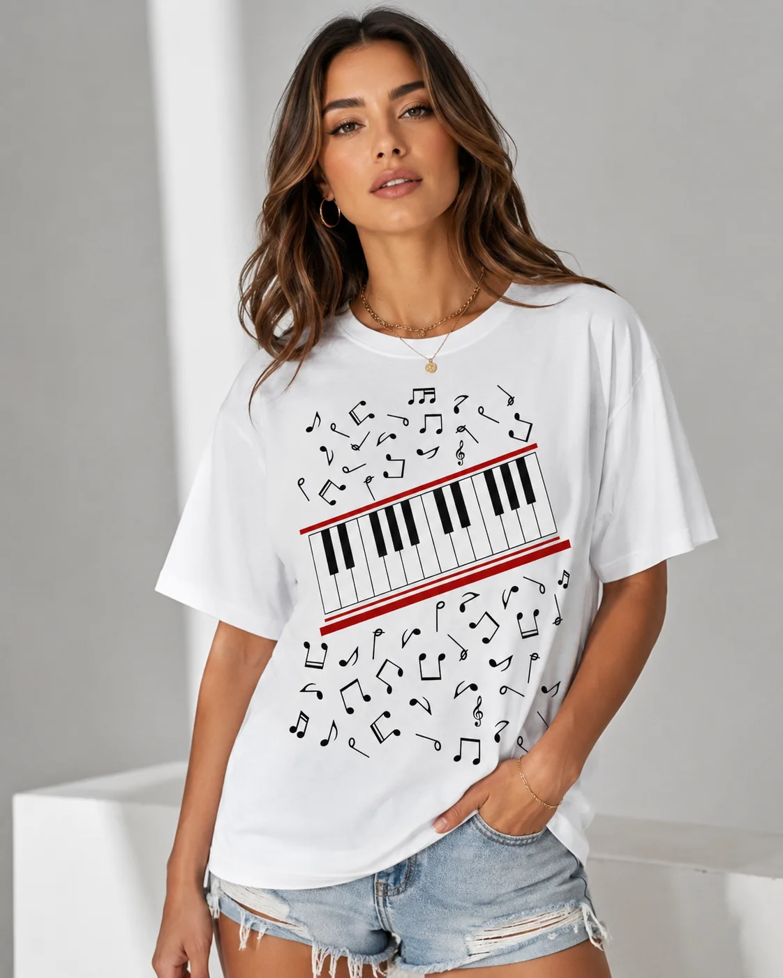 woobulk_1785468408204_0_61213c.webp Piano Keyboard and Musical Notes Graphic Tee for Pianists and Music Teachers