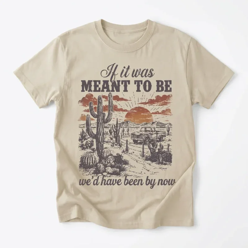 woobulk_1785470364914_0_9e797c.webp If It Was Meant To Be We'd Have Been By Now Vintage Desert Tee Western Breakup Quote Shirt