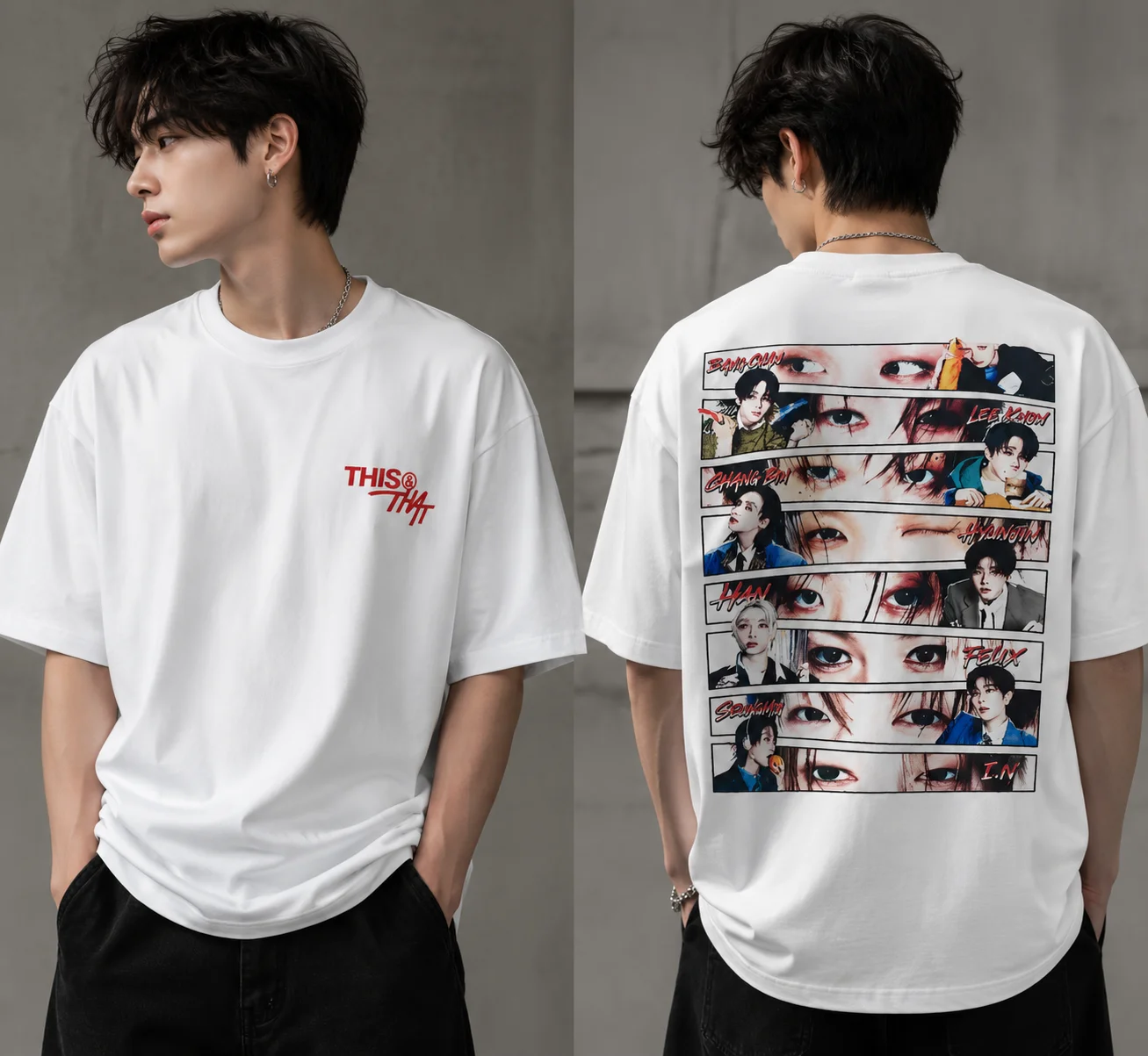 woobulk_1785471743468_0_872856.webp Stray Kids OT8 Member Collage Back Print Tee K-Pop Fan Merch