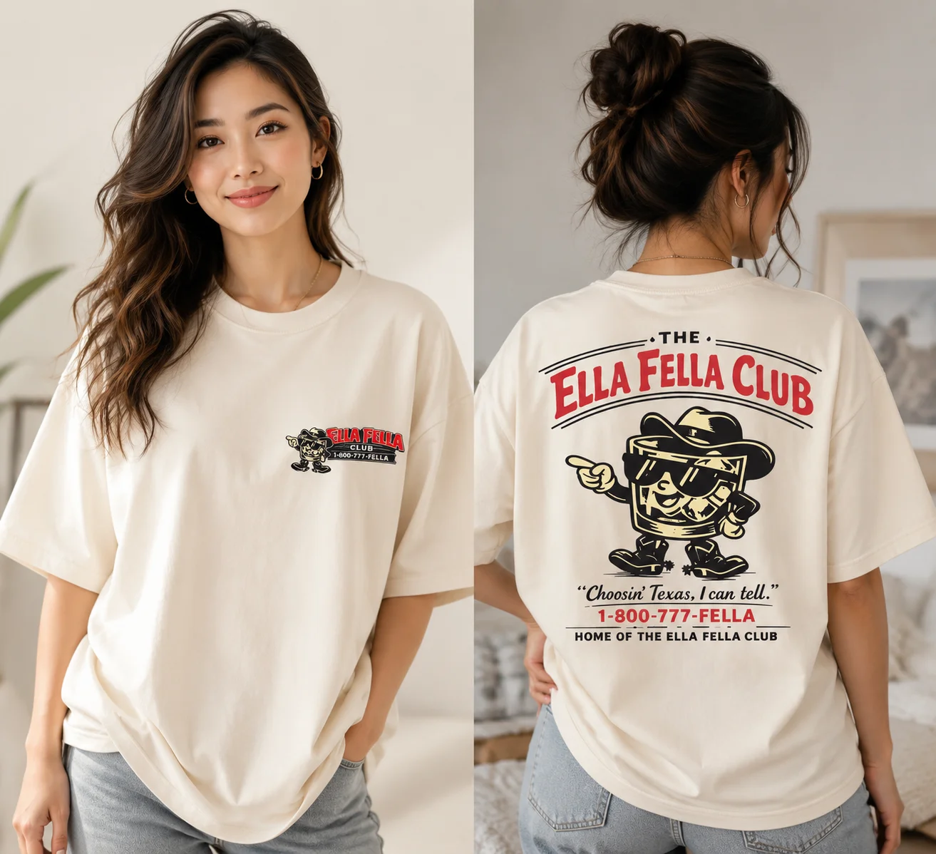 Ella Fella Club Choosin' Texas Graphic Tee Vintage Western Mascot Shirt