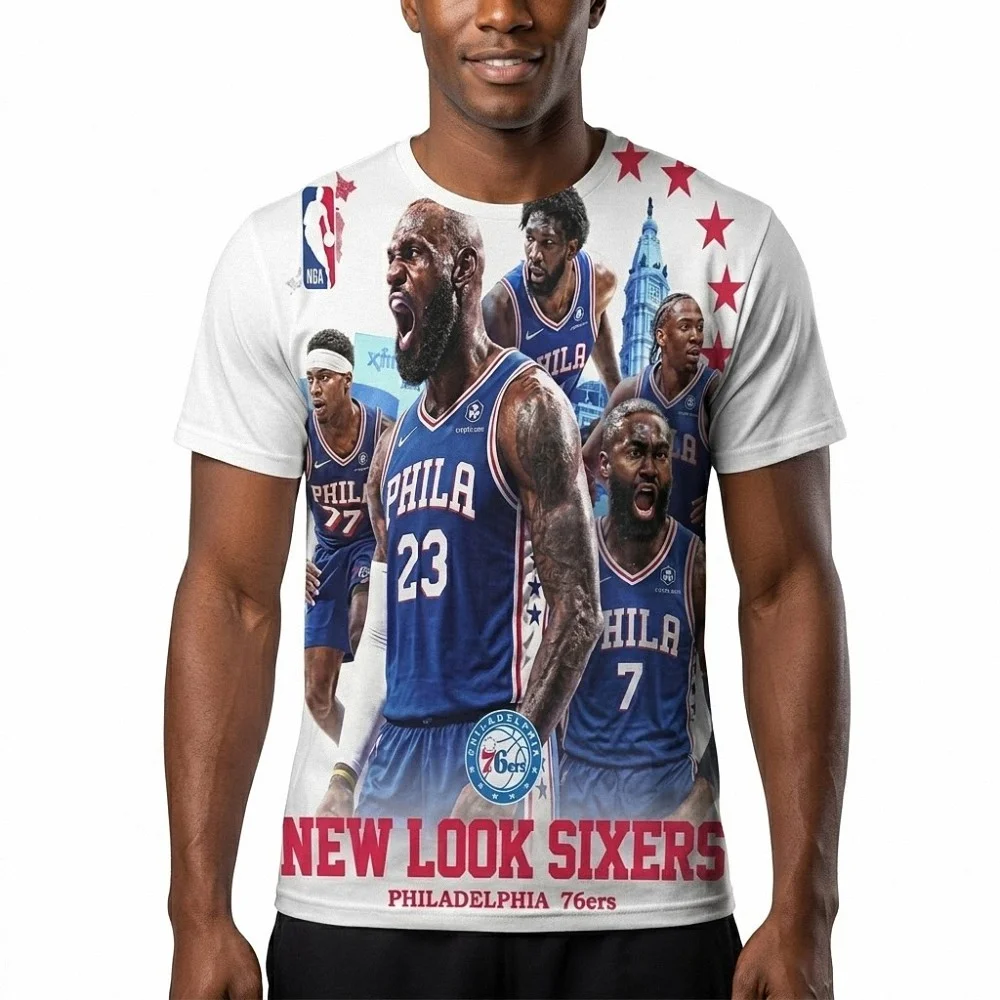 New Look Sixers Philadelphia 76ers Tee Basketball Fan Shirt