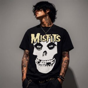 Misfits Vintage Skull Graphic Punk Rock Band Tee
