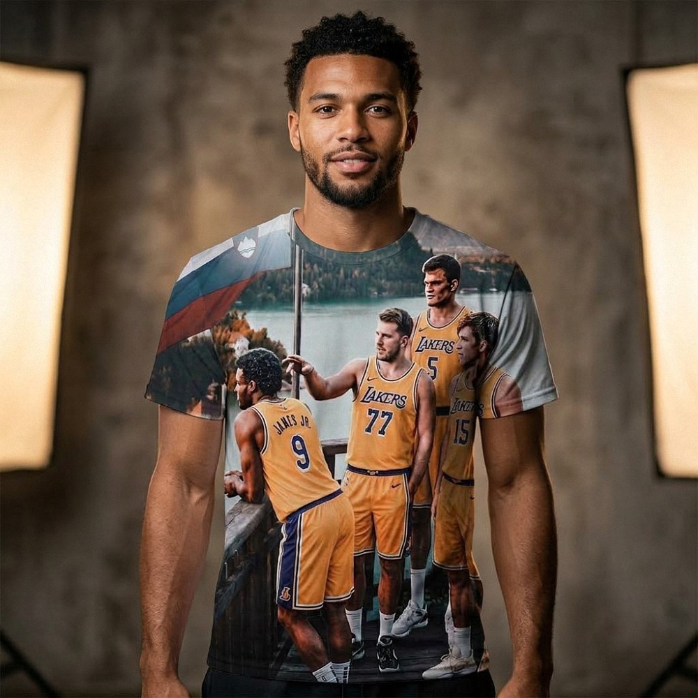 Lakers Number 9 Luka Doncic Basketball 3D Graphic Tee Custom Fan Shirt