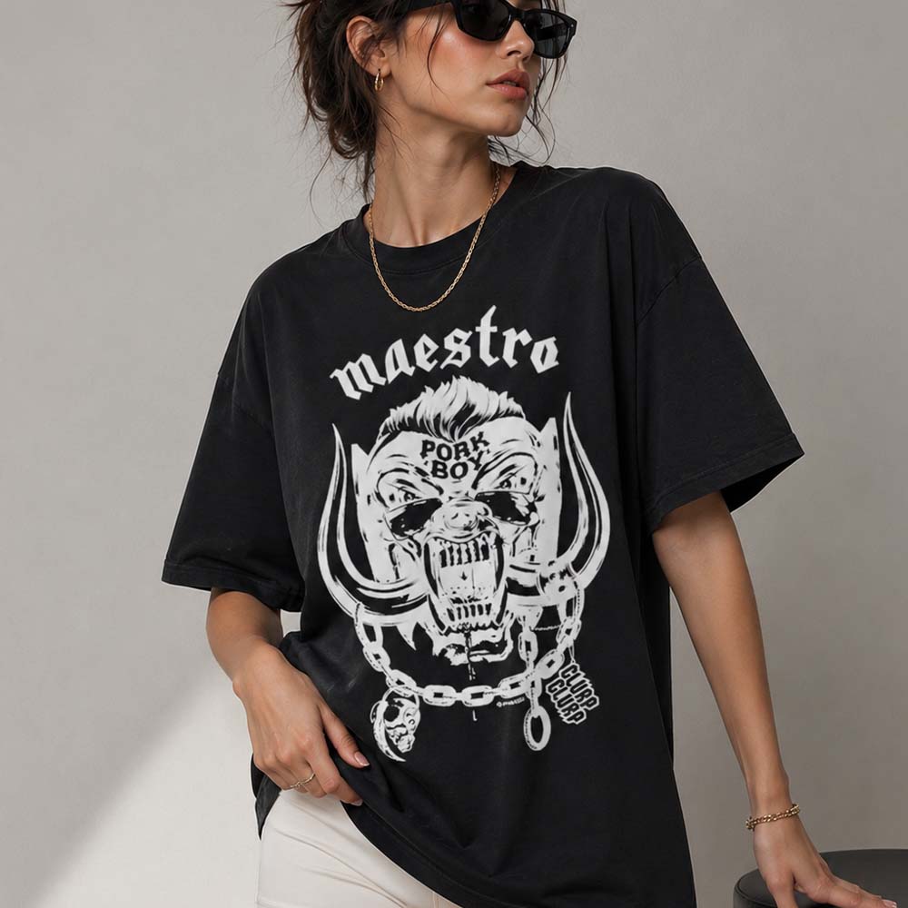Maestro Pork Boy Clurp Clurp Tee Heavy Metal Boar Skull Shirt for Fantasy LitRPG Fans