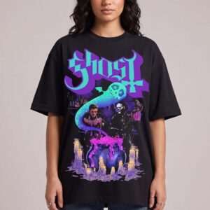 Ghost Band Occult Cauldron Graphic Tee Halloween Gift for Heavy Metal Fans