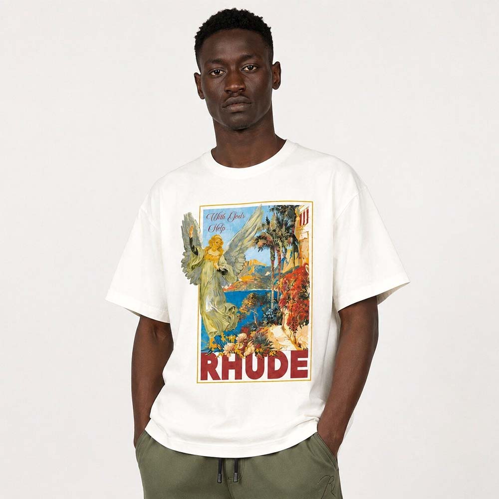 With God's Help Vintage Angel Graphic Tee Streetwear Shirt