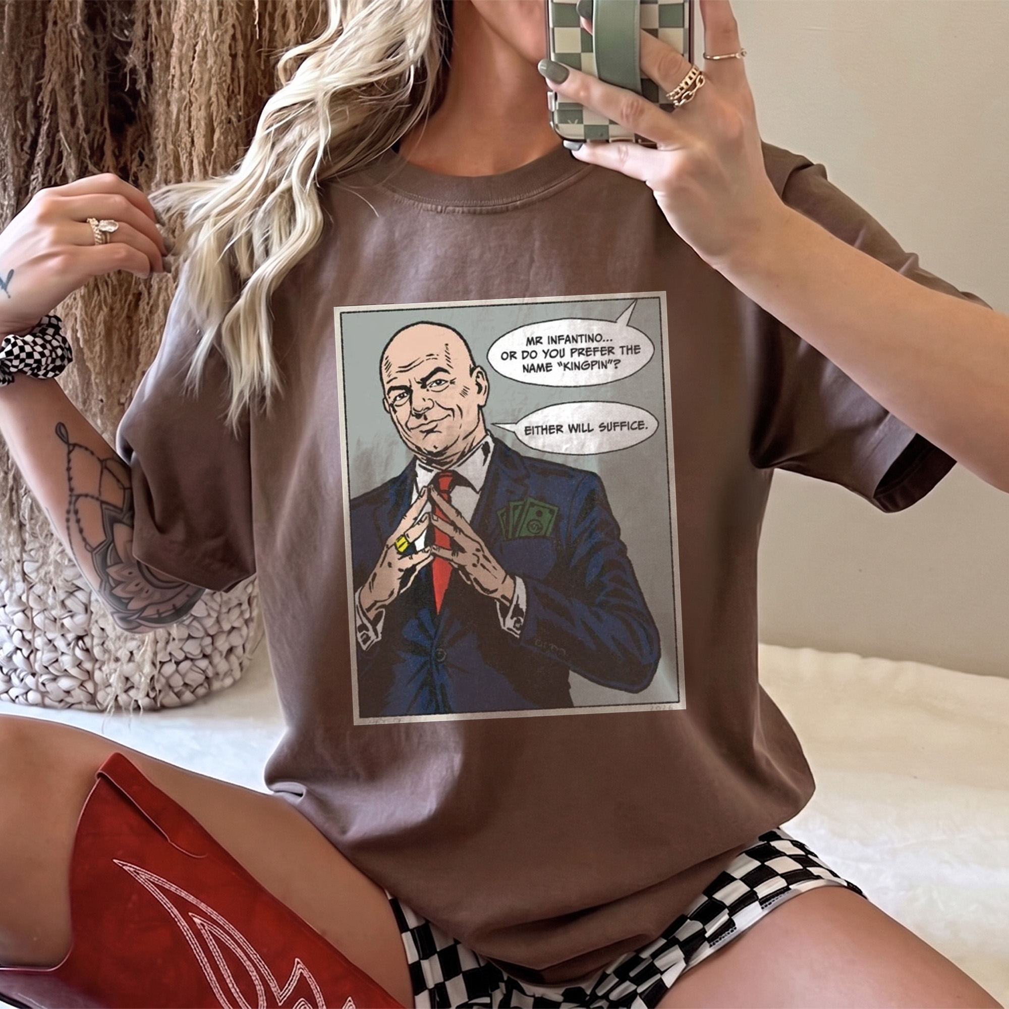 Mr Infantino Kingpin Comic Graphic Tee Funny Satirical Soccer Shirt
