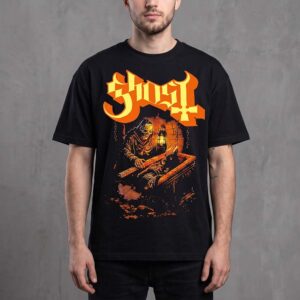 Ghost Heavy Metal Band Tee Gothic Skeleton Lantern Horror Graphic Shirt