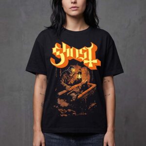 Ghost Heavy Metal Band Tee Gothic Skeleton Lantern Horror Graphic Shirt