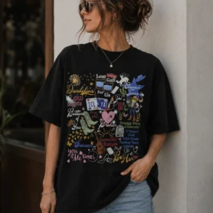 Vintage Country Song Lyric Collage Tee Honky Tonk Angels Western Shirt