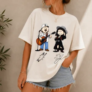 Stevie Nicks and Lindsey Buckingham Cartoon Band Tee for Classic Rock Fans