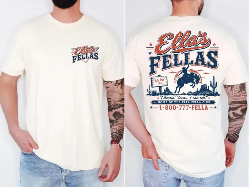 Custom Name Fellas Club Choosin' Texas Vintage Cowboy Graphic Tee