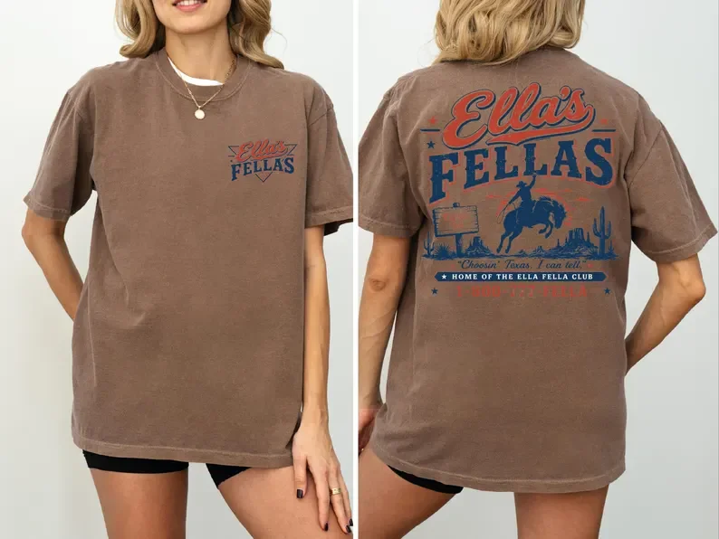 Custom Name Fellas Club Choosin' Texas Vintage Cowboy Graphic Tee