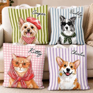 Custom Pet Portrait Tote Bag Personalized Gift for Dog and Cat Moms