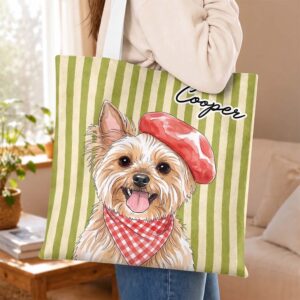 Custom Pet Portrait Tote Bag Personalized Gift for Dog and Cat Moms