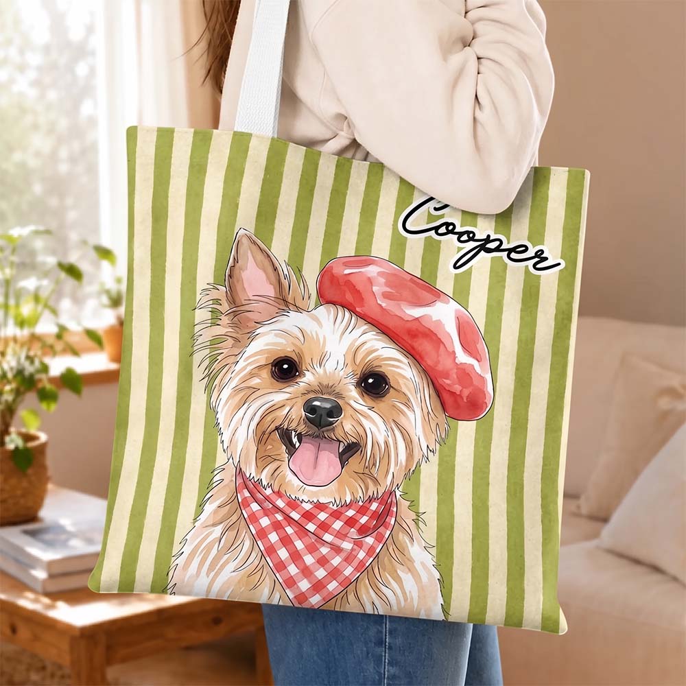 Custom Pet Portrait Tote Bag Personalized Gift for Dog and Cat Moms